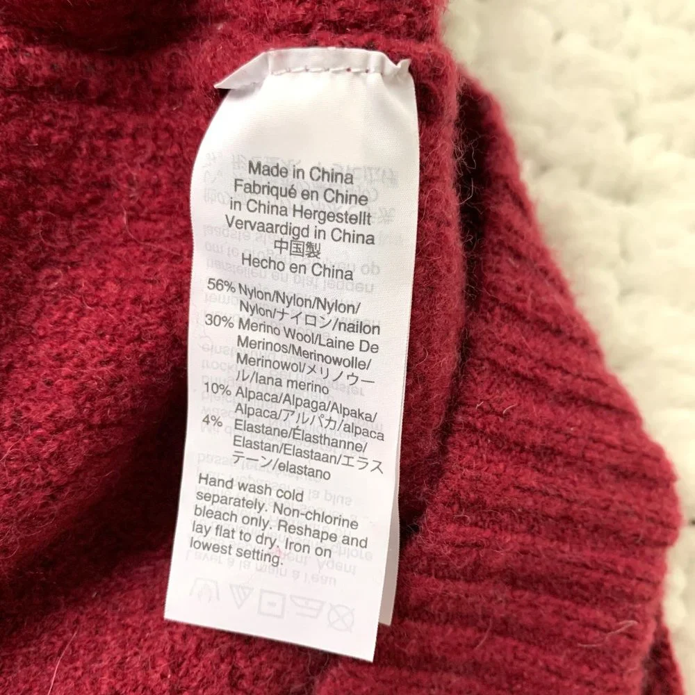 J. Crew Wool Alpaca Sweater (Maroon) XS